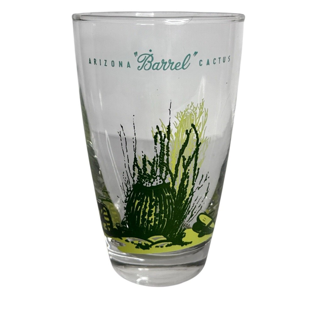 Vintage Arizona Barrel Cactus Glass Blakely Style Southwest Tumbler MCM Barware